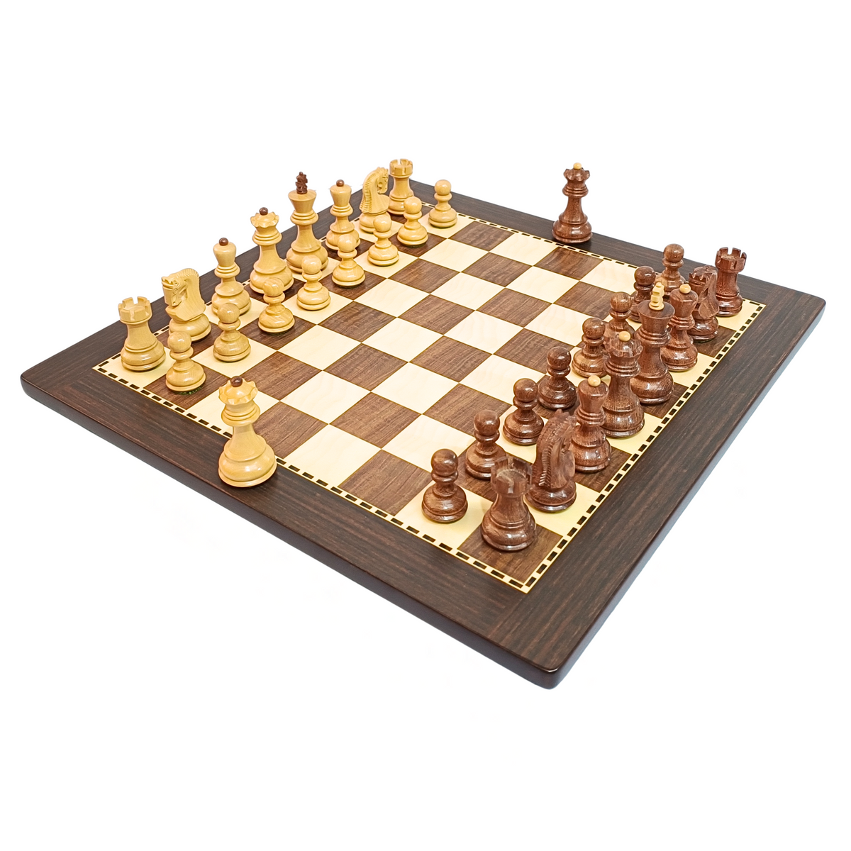 Russian Zagreb Wooden Chess Set – Brown & Cream Pieces with an MDF Wood Board