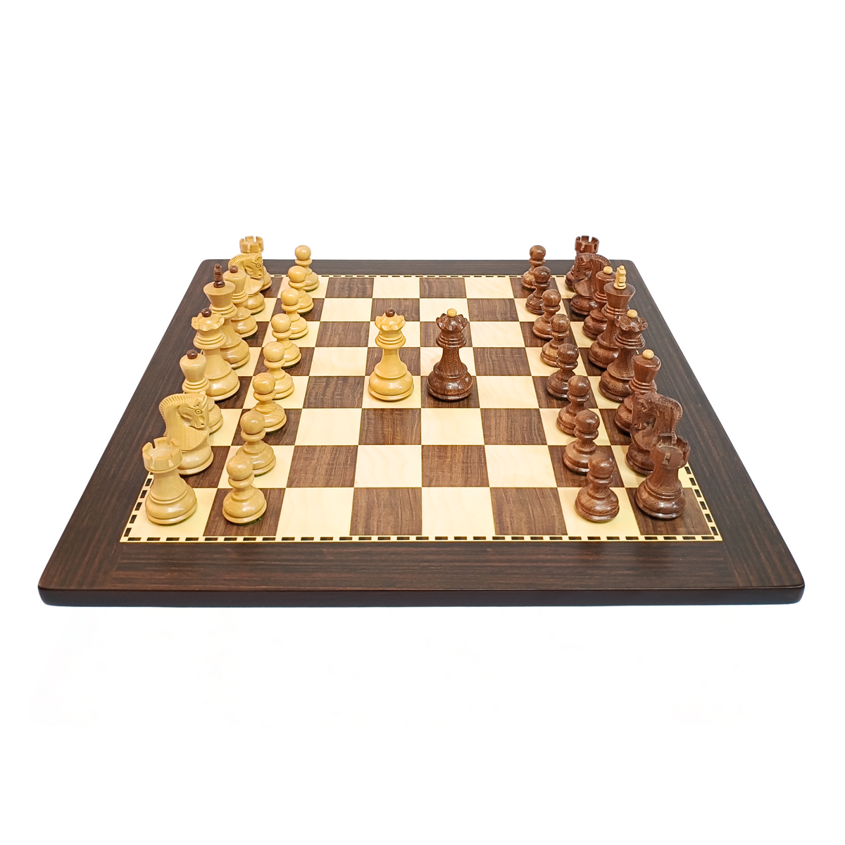 Russian Zagreb Wooden Chess Set – Brown & Cream Pieces with an MDF Wood Board