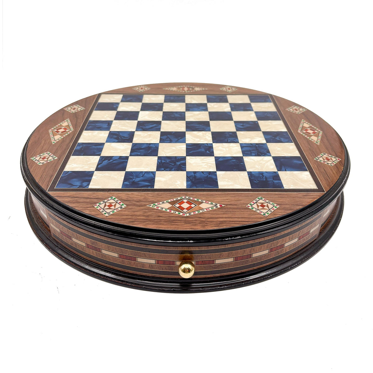 Luxury Round Rosewood & Walnut Chess Set With Metal Pieces My Chess Sets