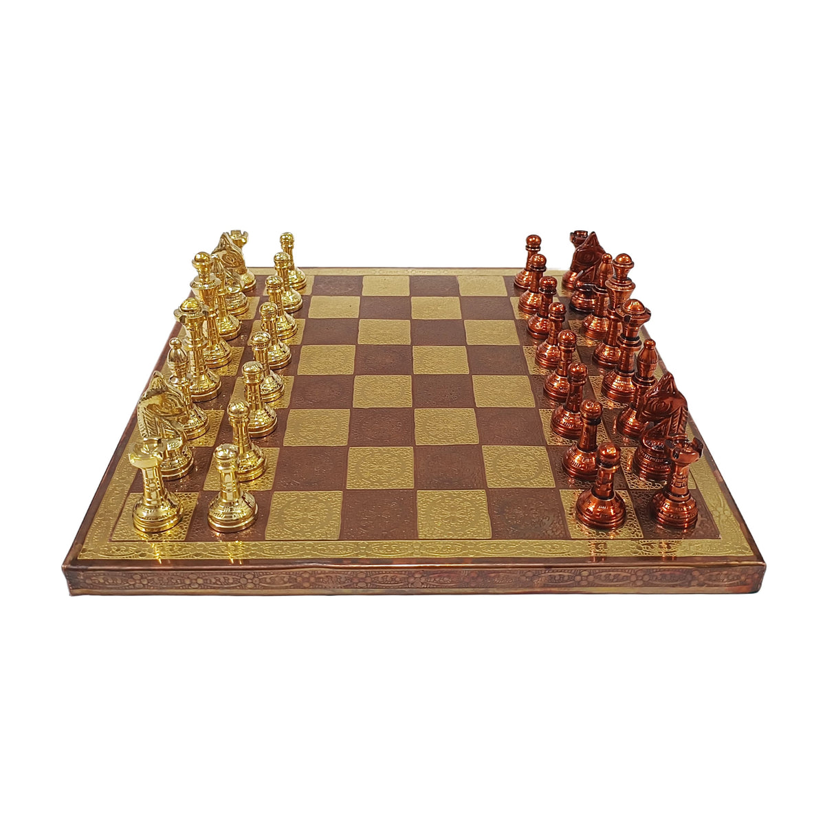 Classic Staunton Style Themed Brass Chess Set