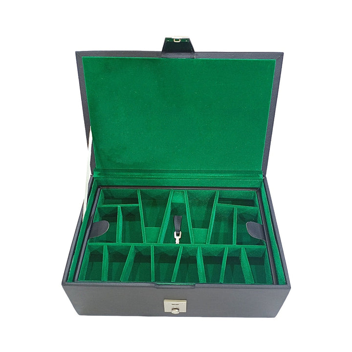 קופסת אחסון לשחמט מדמוי עור - עיצוב מגש כפול