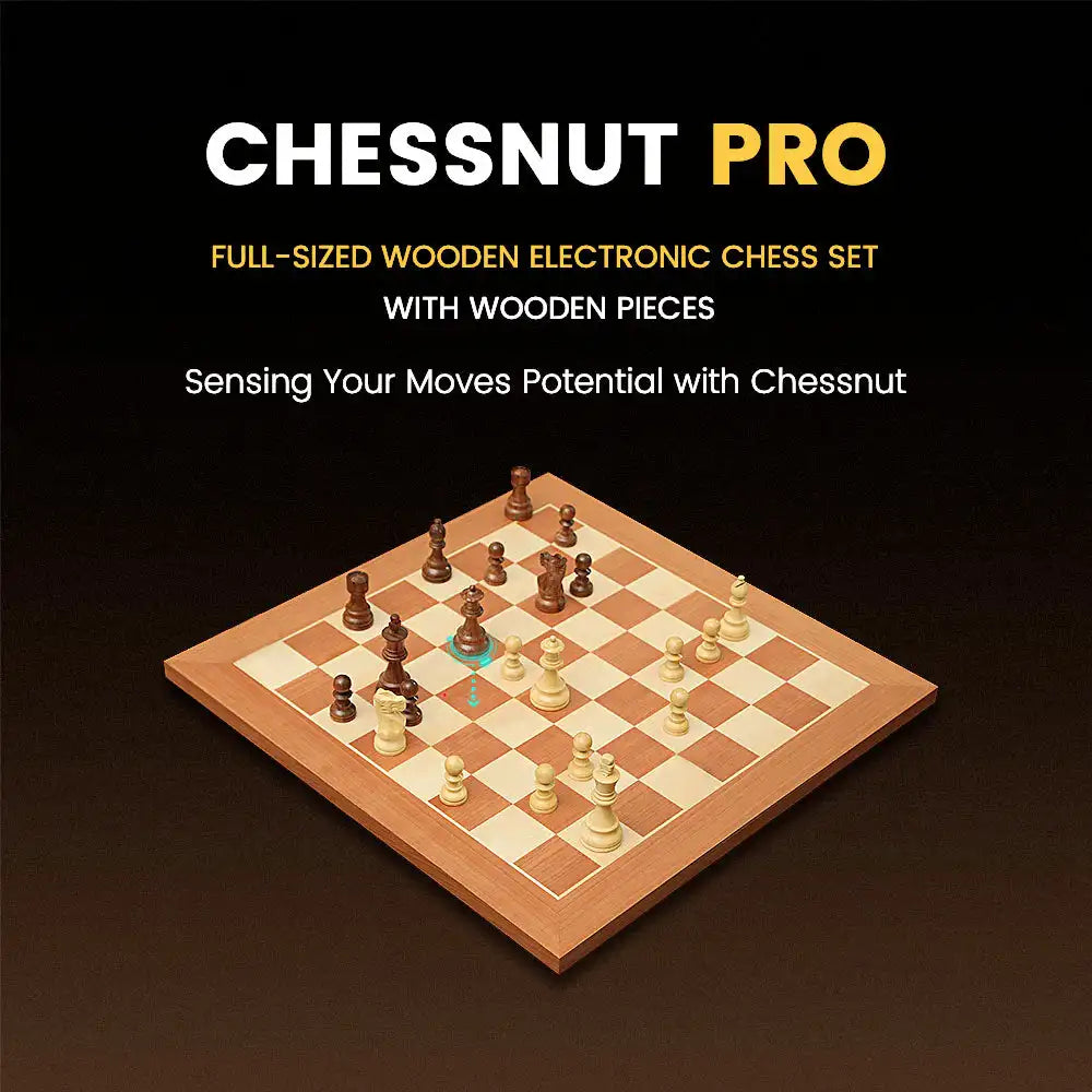 Chessnut Pro - סט שחמט אלקטרוני מעץ עם כלי שחמט רגילים