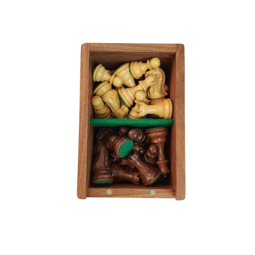 קופסת אחסון שחמט יוקרתית מעץ אקציה