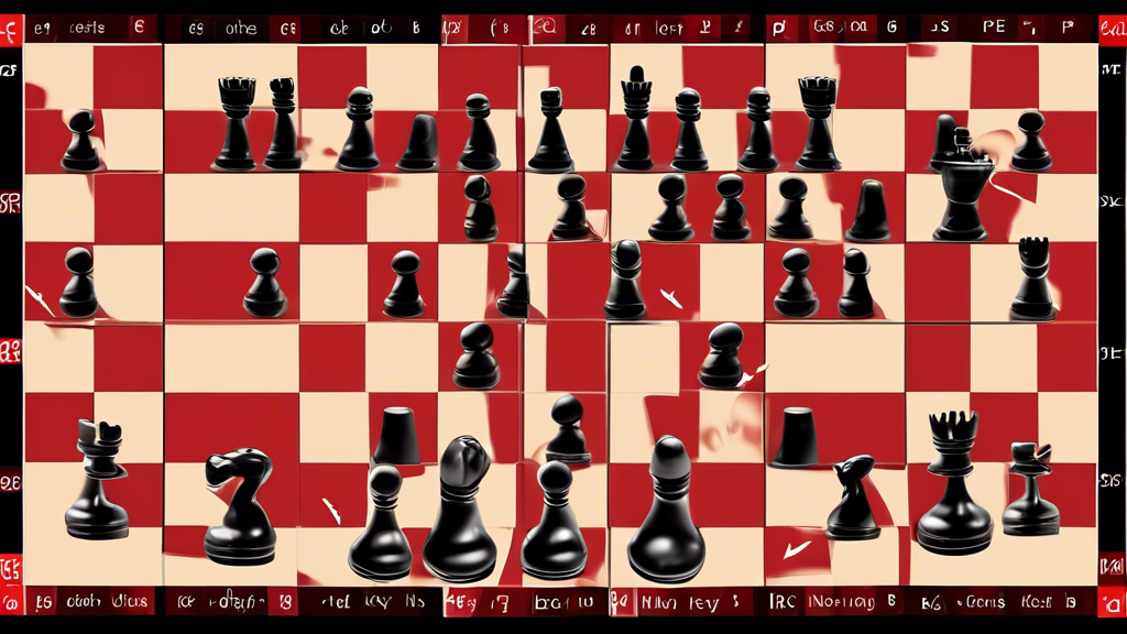 An educational split-image illustrating the comparison between a chess board and a checker board, highlighting unique elements of each. On one side, intricately carved chess pieces on an 8x8 board; on