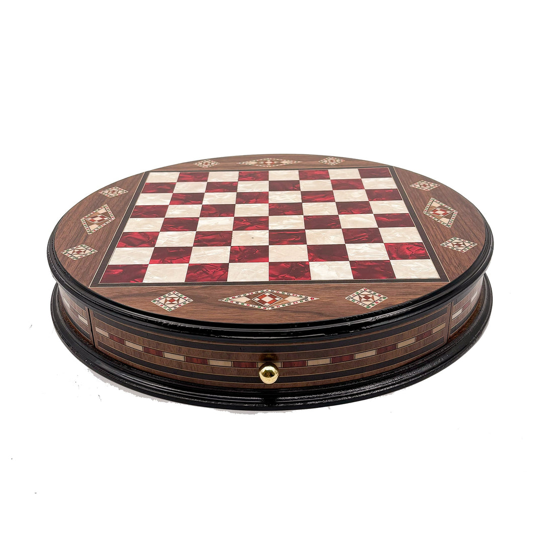 Luxury Round Rosewood & Walnut Chess Set With Metal Pieces My Chess Sets