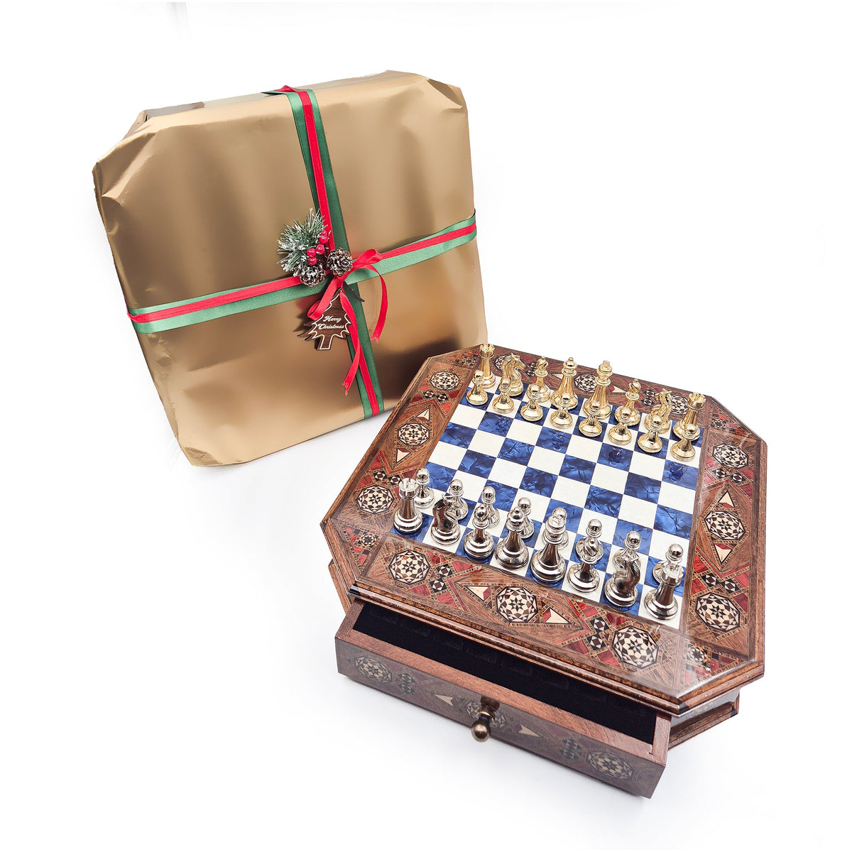 Limited Edition Luxury Octagon Chess Set - Walnut and Rosewood My Chess Sets