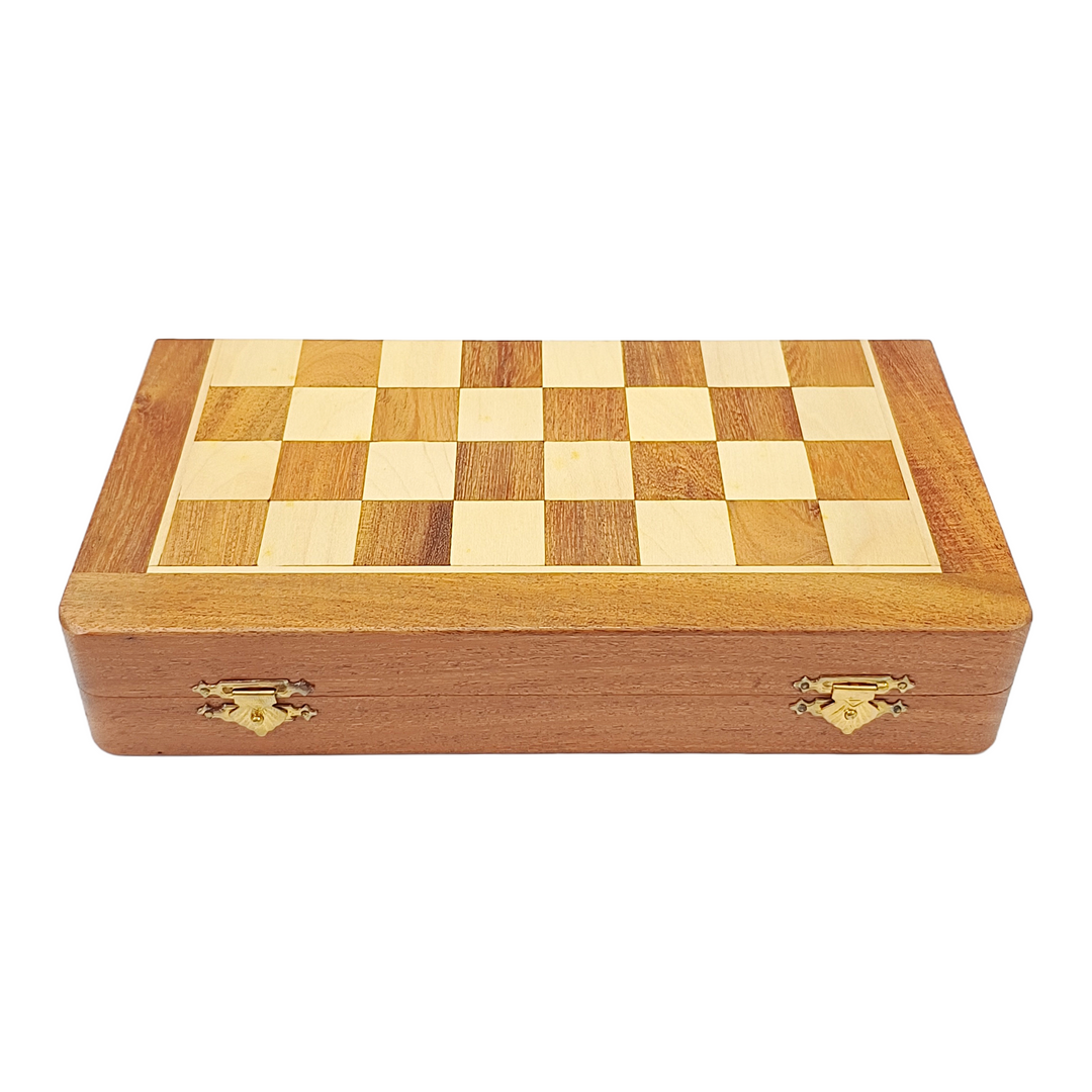 Magnetic Travel Chess Set - 10" & 12" Folding Board in Golden Rosewood & Maple - My Chess Sets