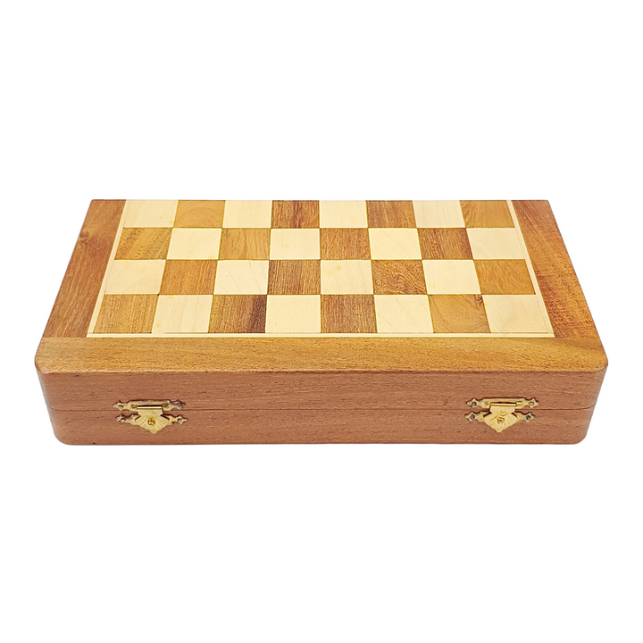 Magnetic Travel Chess Set - 10" & 12" Folding Board in Golden Rosewood & Maple - My Chess Sets