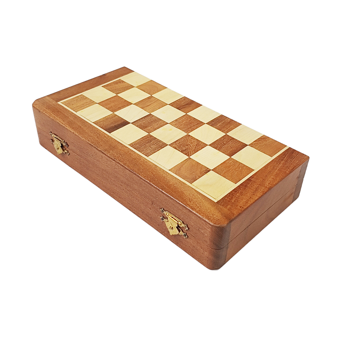 Magnetic Travel Chess Set - 10" & 12" Folding Board in Golden Rosewood & Maple - My Chess Sets
