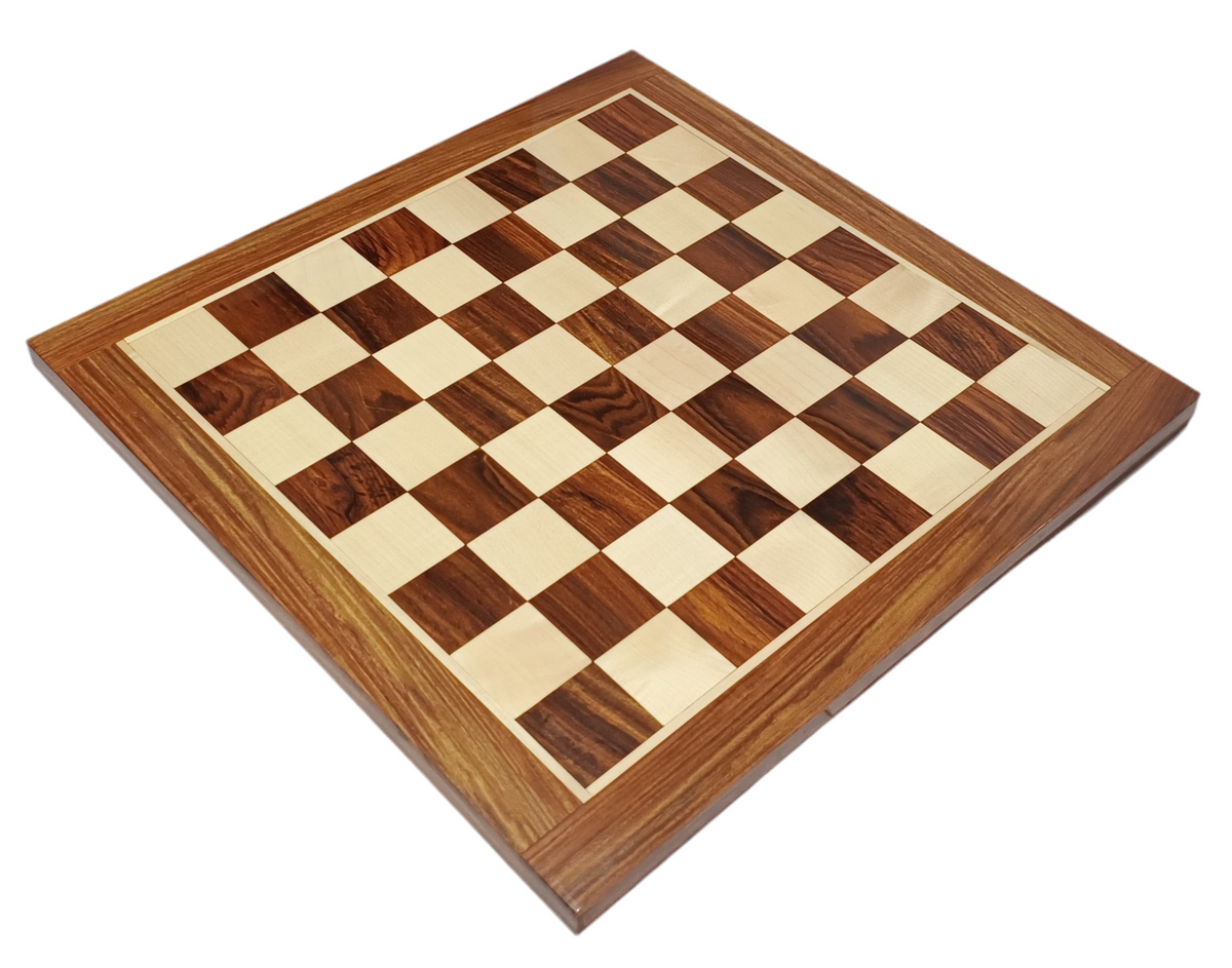 Hand crafted luxury wooden chess board made of golden rosewood and maplewood with 45mm squares.