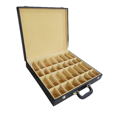 Black Leatherette Chess Suitcase - Compartments Design