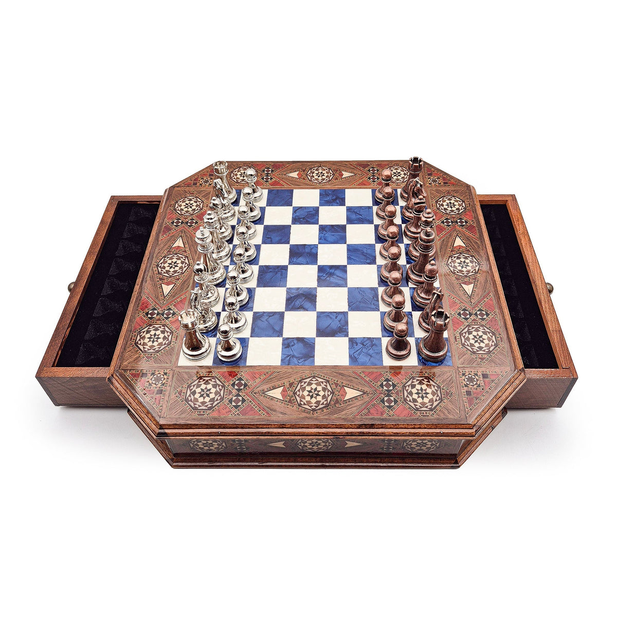 Octagon Chess Set - Walnut and Rosewood My Chess Sets