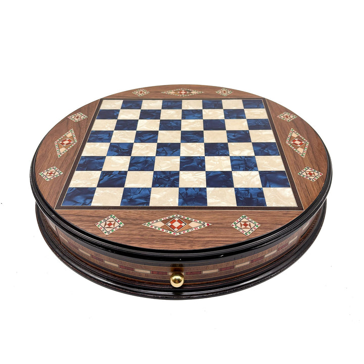 Luxury Round Rosewood & Walnut Chess Set With Metal Pieces My Chess Sets