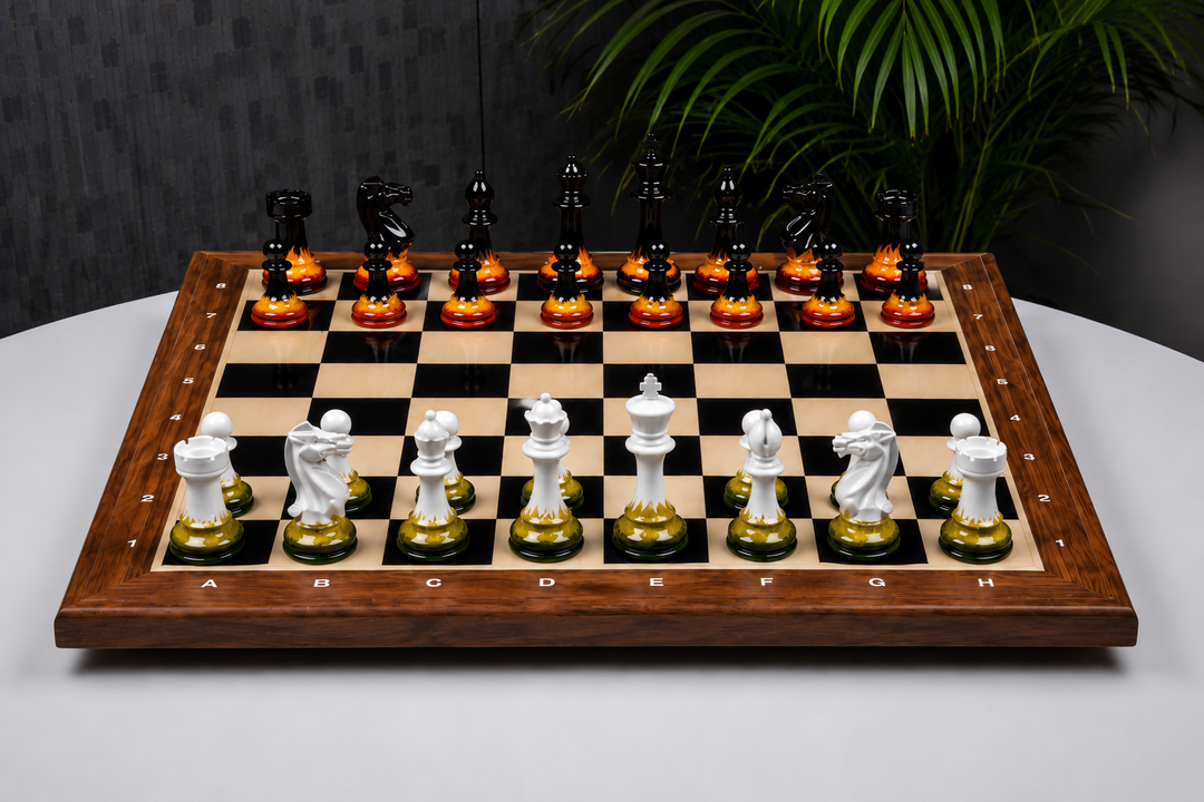 Flame and Frost Artist Hand Painted Luxury Chess Set My Chess Sets