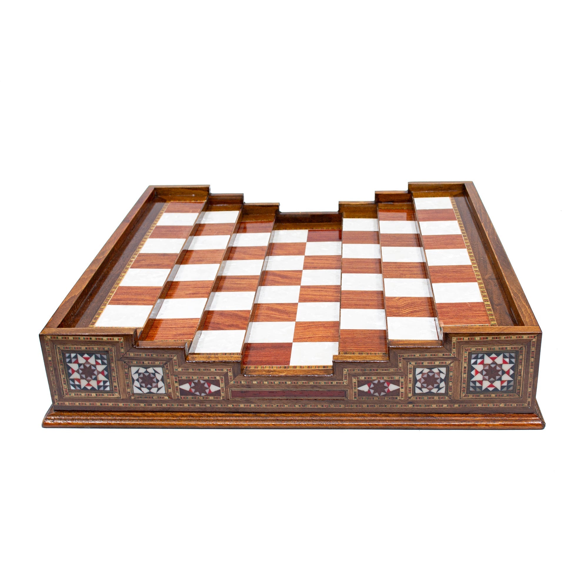 Hand Made Unique Arena Luxury Staunton Chess Set - Stairs Chess Board