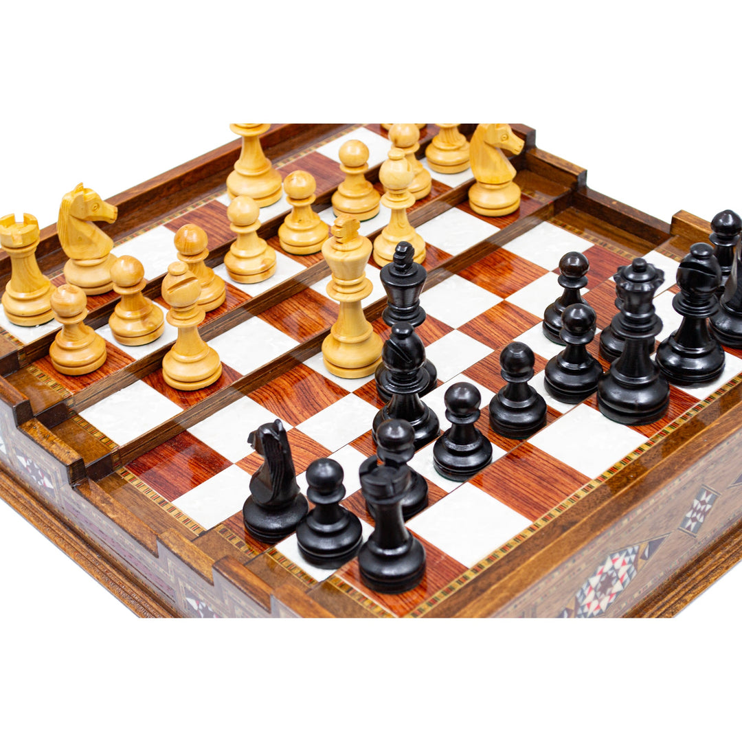Hand Made Unique Arena Luxury Staunton Chess Set - Stairs Chess Board