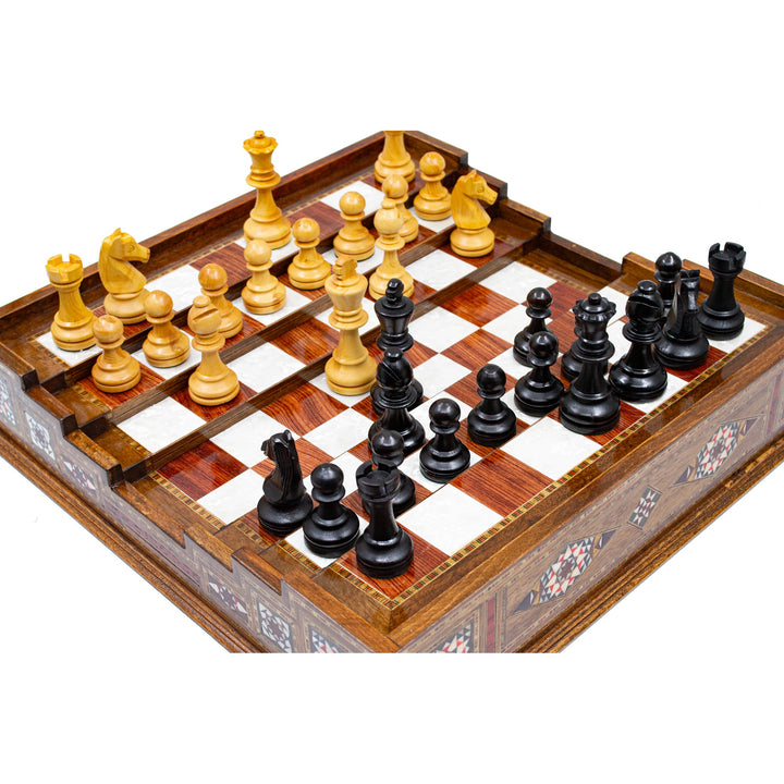 Hand Made Unique Arena Luxury Staunton Chess Set - Stairs Chess Board