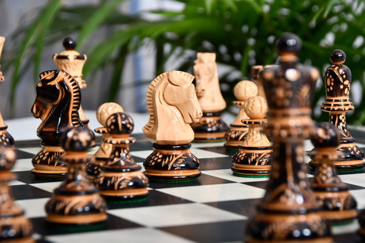 1950 Dubrovnik Bobby Fischer Chess Set Lacquered Boxwood 3.7” With Board My Chess Sets
