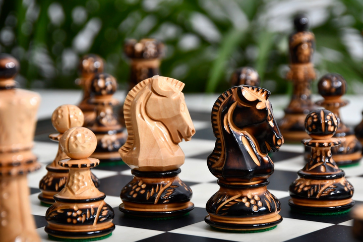 1950 Dubrovnik Bobby Fischer Chess Set Lacquered Boxwood 3.7” With Board My Chess Sets