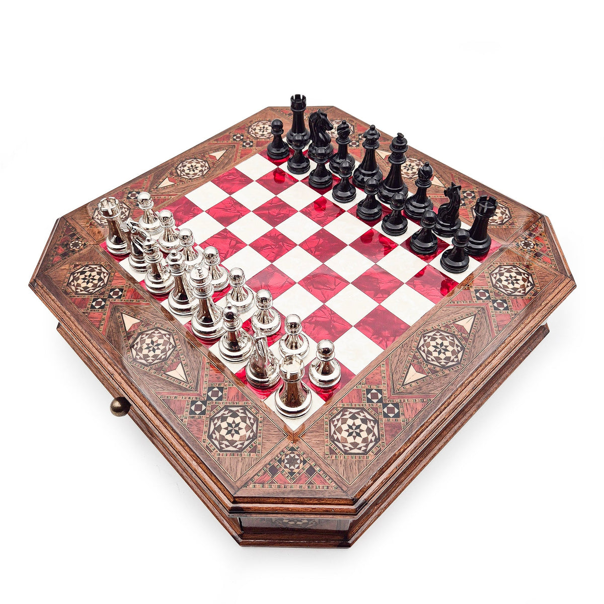 Octagon Chess Set - Walnut and Rosewood My Chess Sets