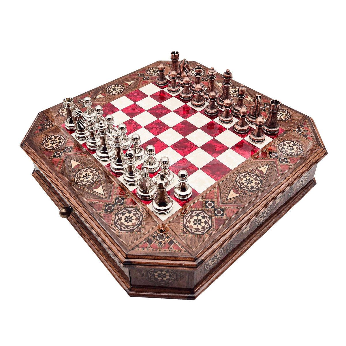 Octagon Chess Set - Walnut and Rosewood My Chess Sets
