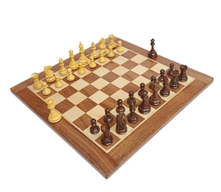 Luxury Staunton chess set with acacia wood board and wooden pieces, ideal for professional gameplay.