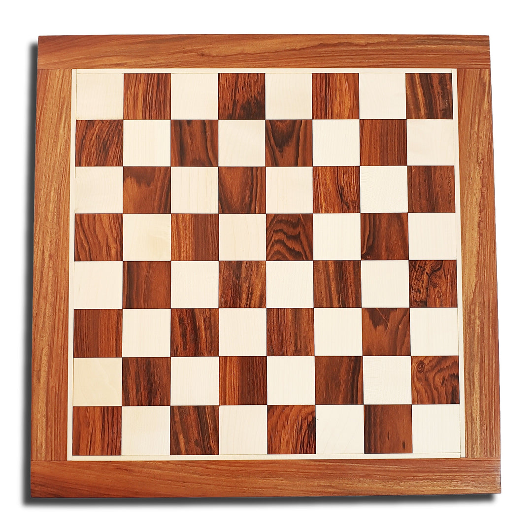 Handcrafted Golden Rosewood chess board featuring a classic checkered design, ideal for luxury chess games.