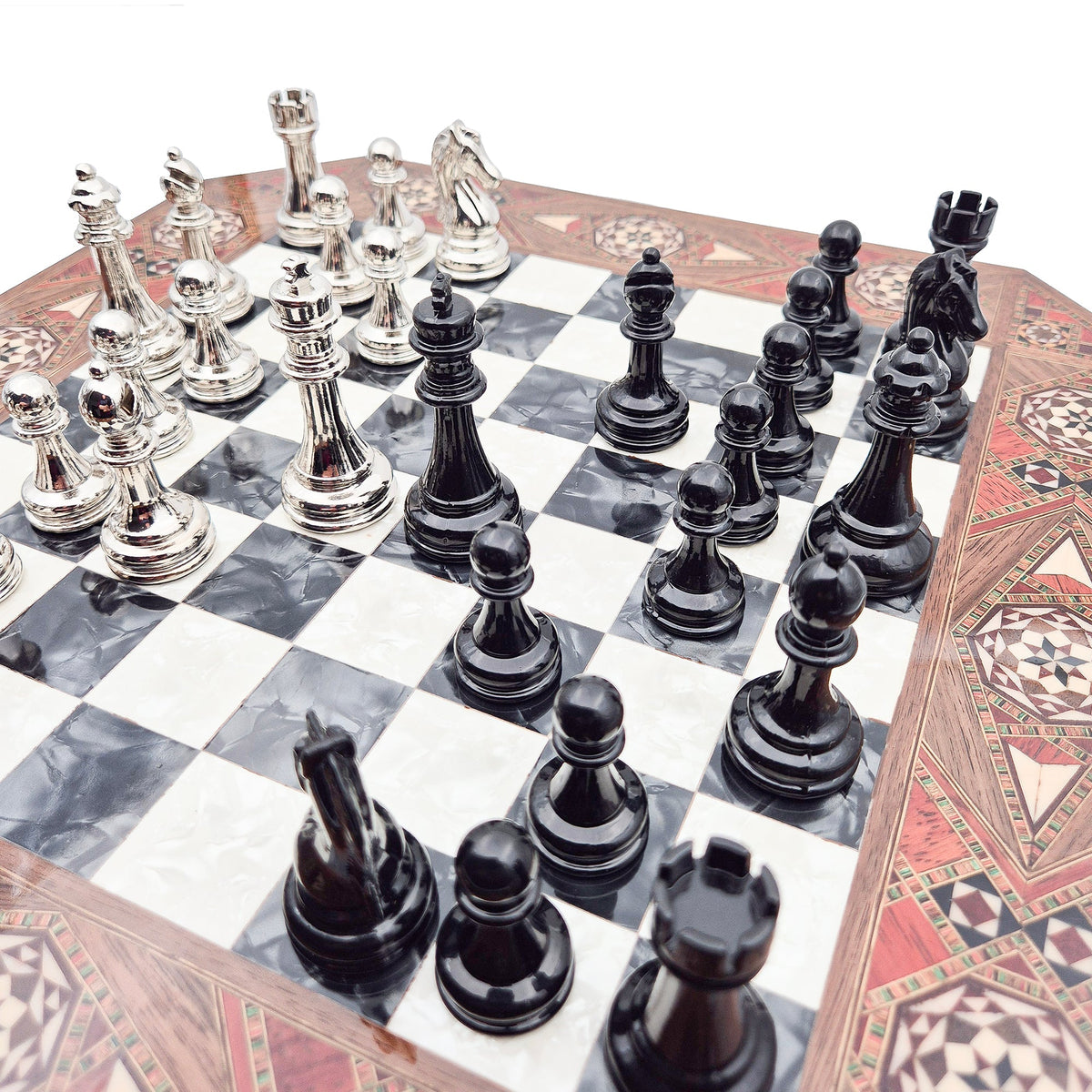 Octagon Chess Set - Walnut and Rosewood My Chess Sets