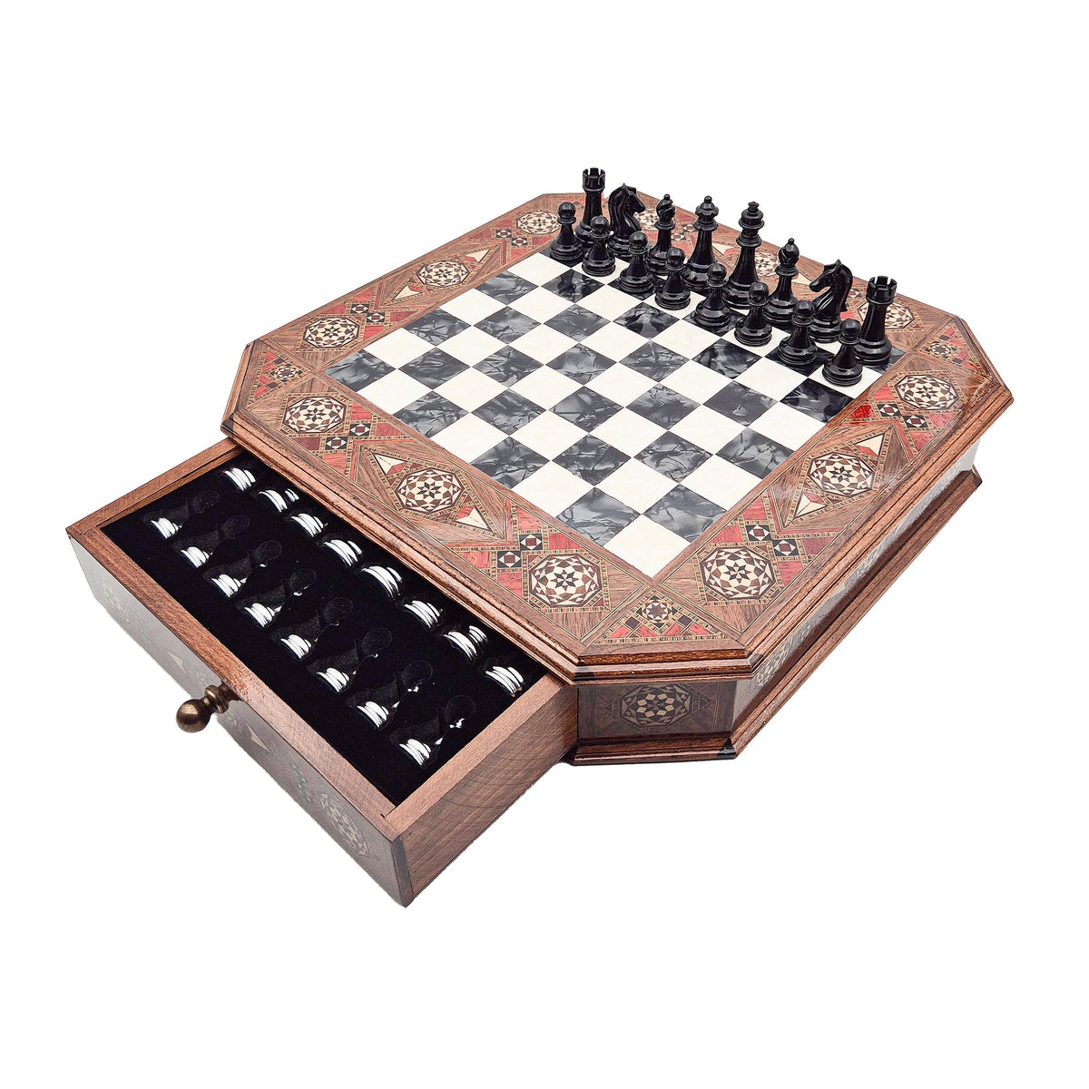 Octagon Chess Set - Walnut and Rosewood My Chess Sets