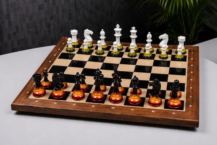 Flame and Frost Artist Hand Painted Luxury Chess Set My Chess Sets