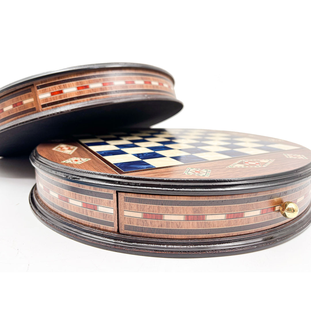 Luxury Round Rosewood & Walnut Chess Set With Metal Pieces My Chess Sets