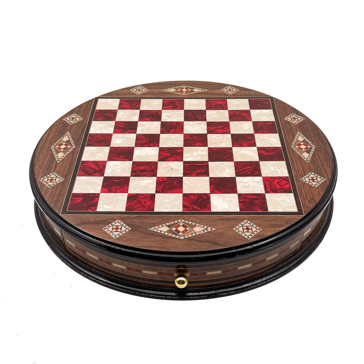 Luxury Round Rosewood & Walnut Chess Set With Metal Pieces My Chess Sets