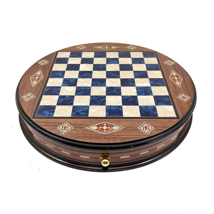 Luxury Round Rosewood & Walnut Chess Set With Metal Pieces My Chess Sets