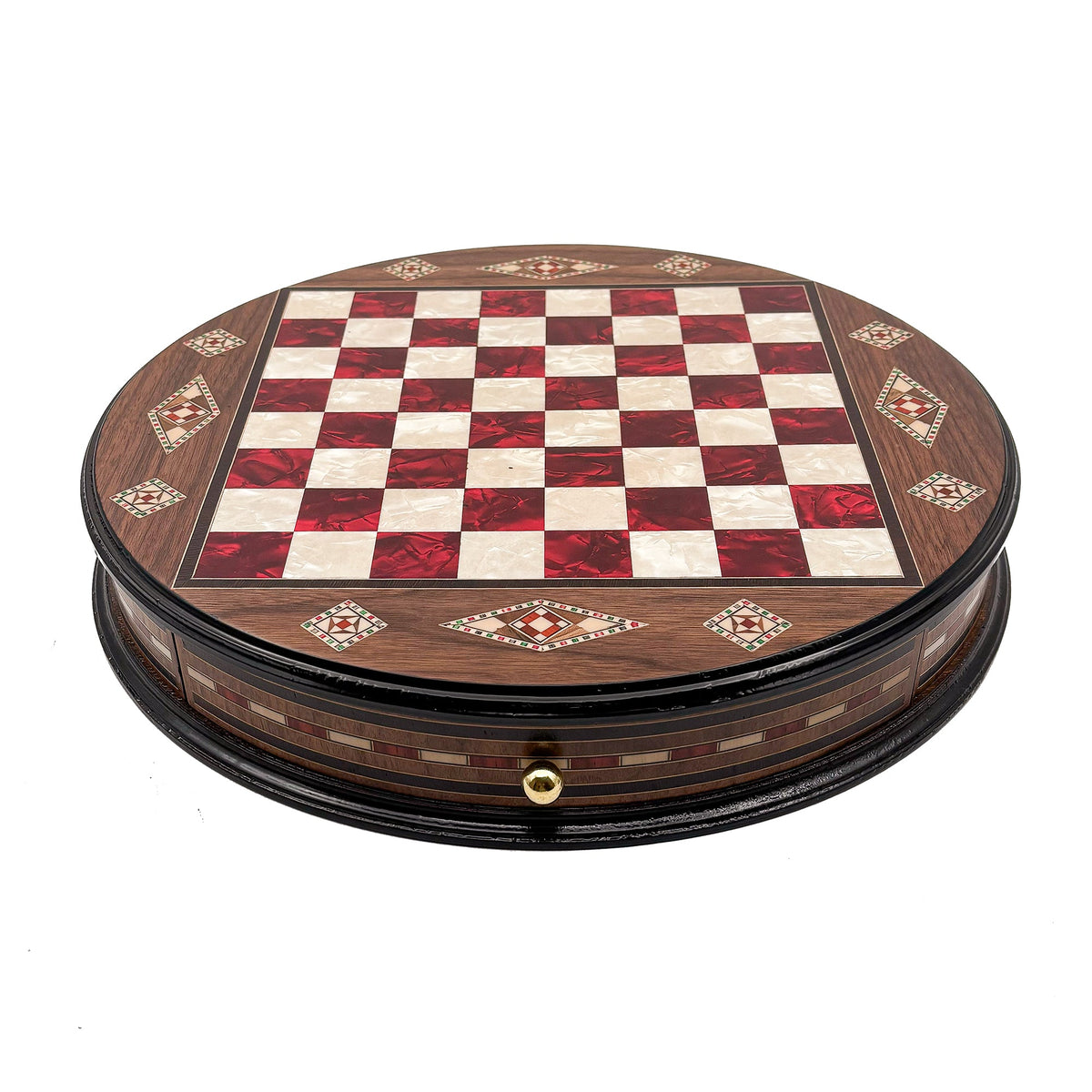 Luxury Round Rosewood & Walnut Chess Set With Metal Pieces My Chess Sets