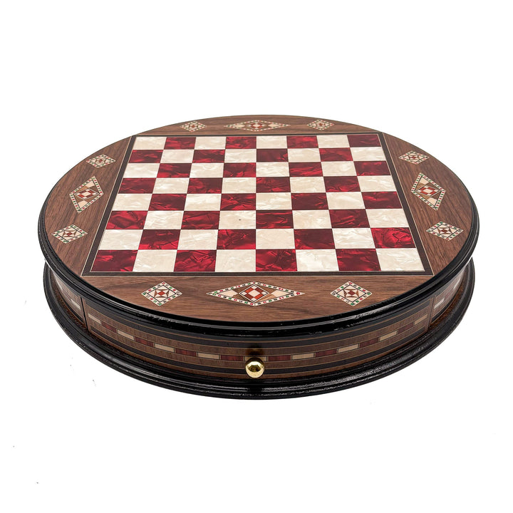 Luxury Round Rosewood & Walnut Chess Set With Metal Pieces My Chess Sets