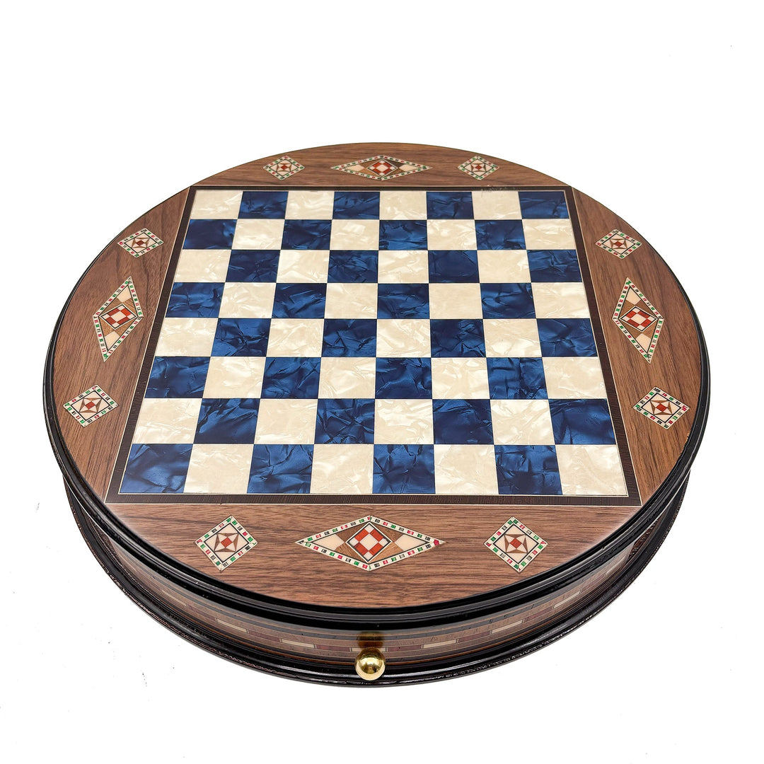 Luxury Round Rosewood & Walnut Chess Set With Metal Pieces My Chess Sets