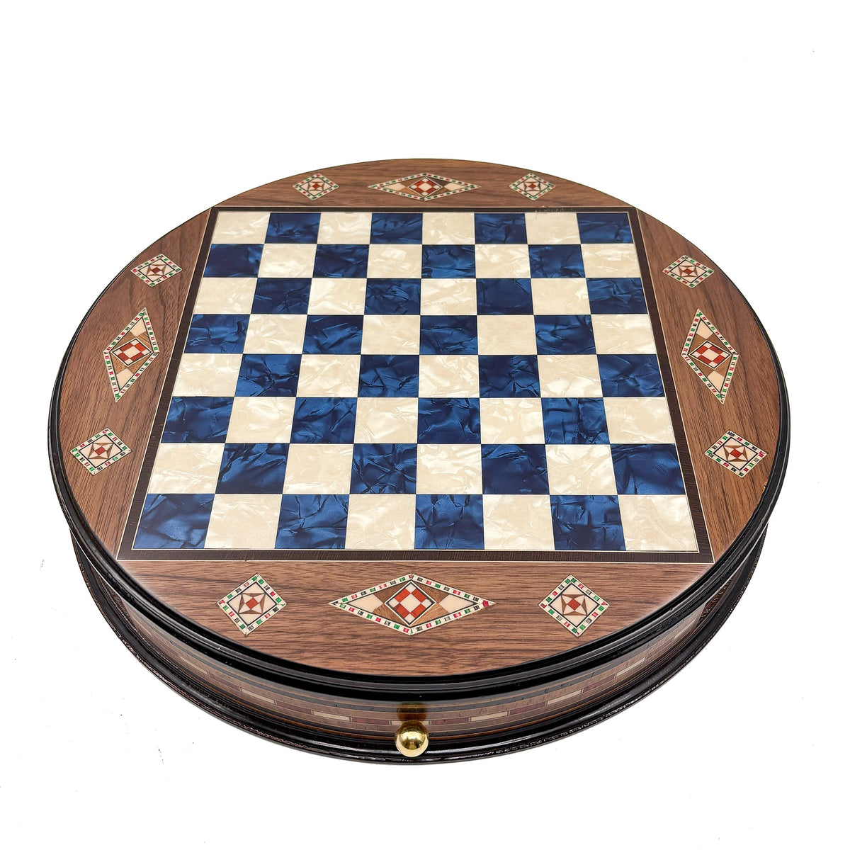 Luxury Round Rosewood & Walnut Chess Set With Metal Pieces My Chess Sets