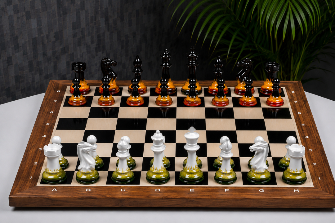 Flame and Frost Artist Hand Painted Luxury Chess Set My Chess Sets