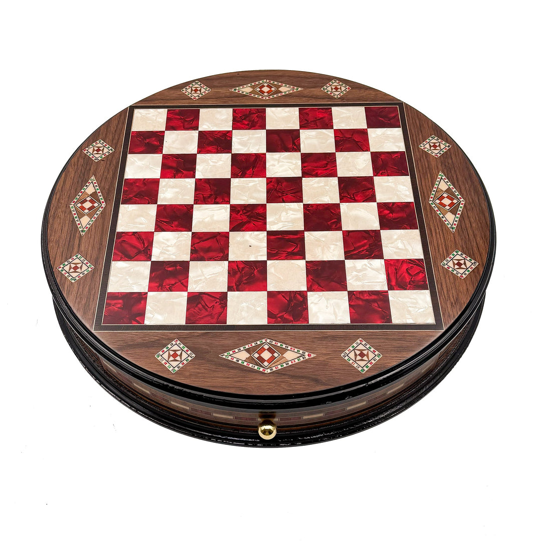 Luxury Round Rosewood & Walnut Chess Set With Metal Pieces My Chess Sets
