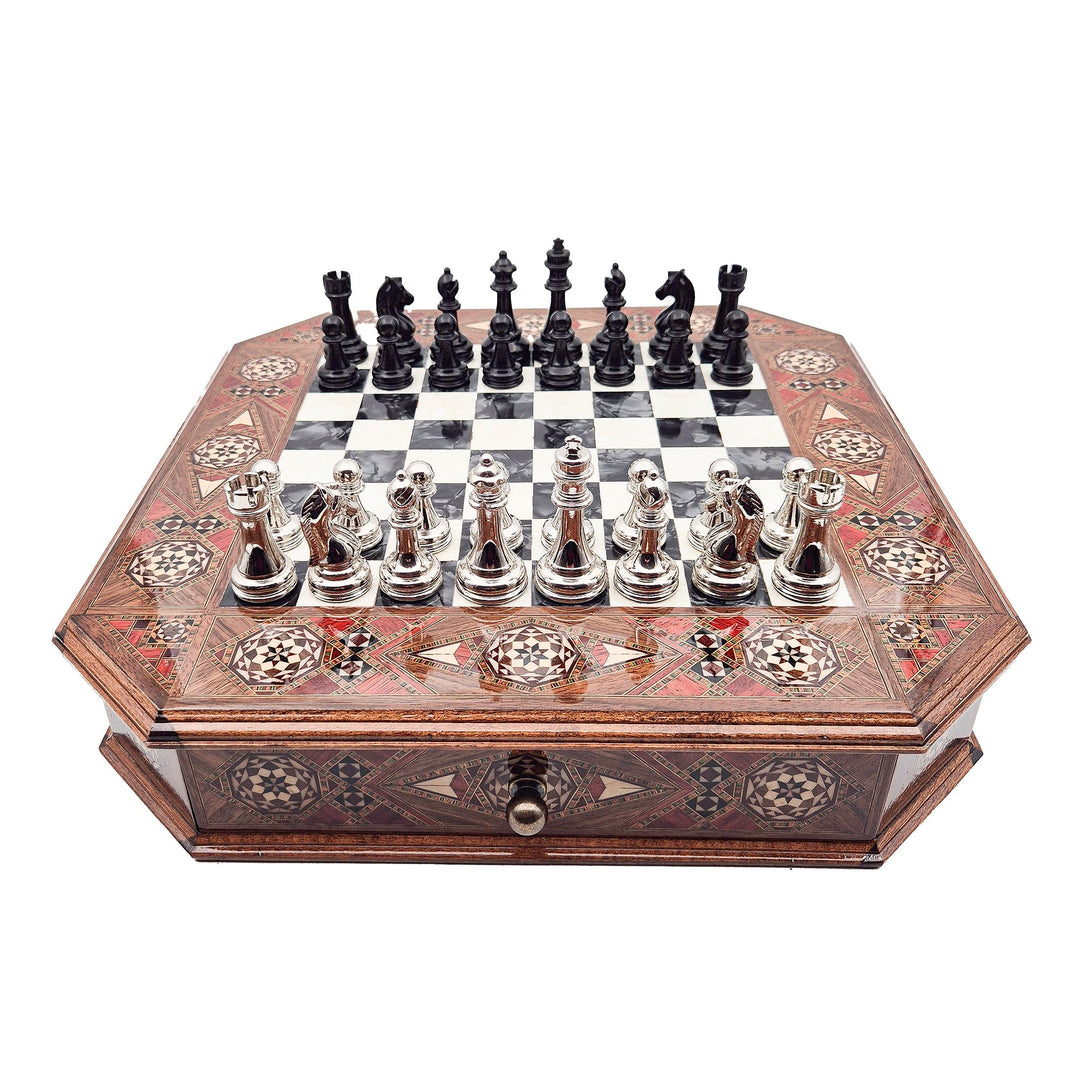 Octagon Chess Set - Walnut and Rosewood My Chess Sets