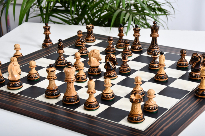 1950 Dubrovnik Bobby Fischer Chess Set Lacquered Boxwood 3.7” With Board My Chess Sets