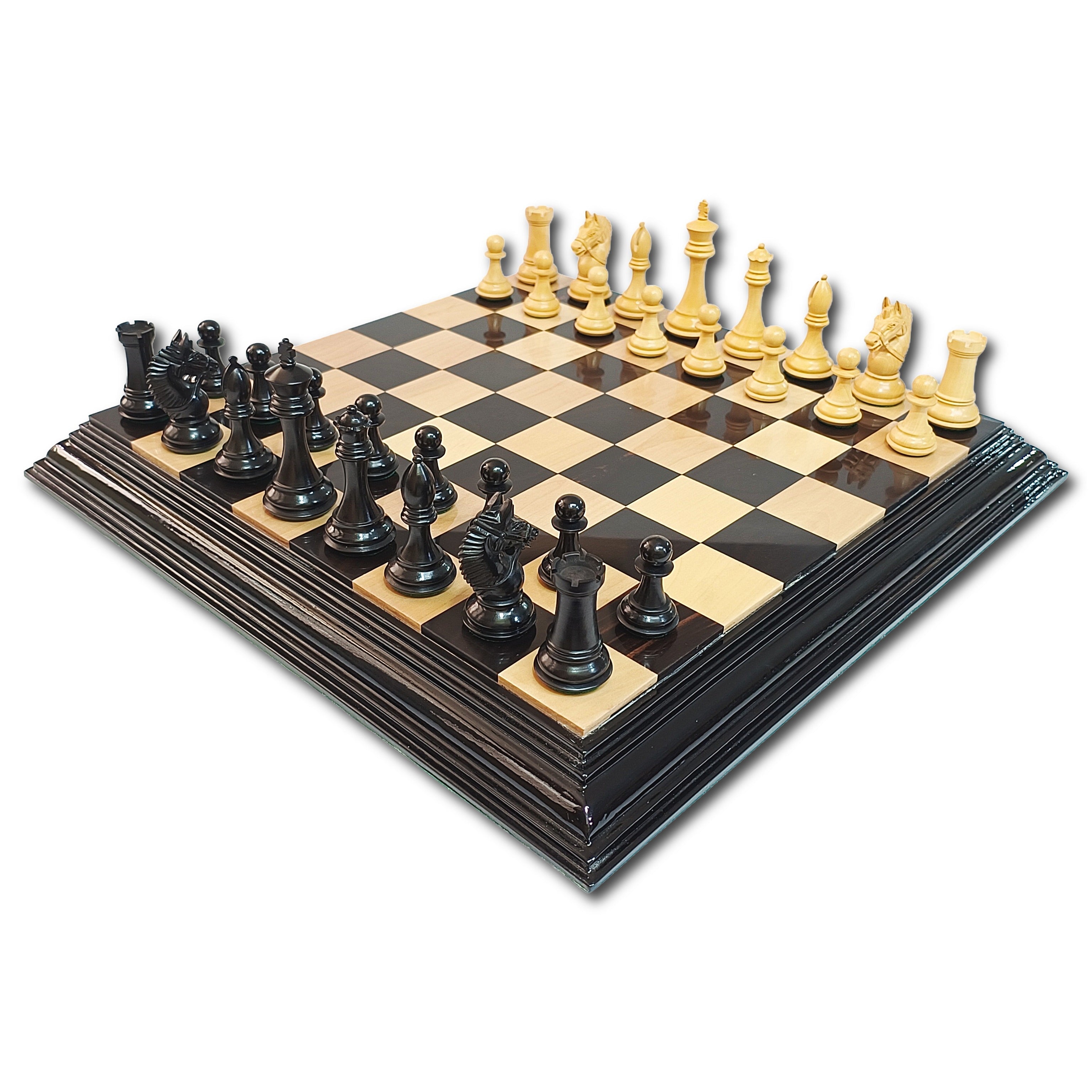Ebony and Boxwood Luxury Chess Pieces – 4.25” King My Chess Sets