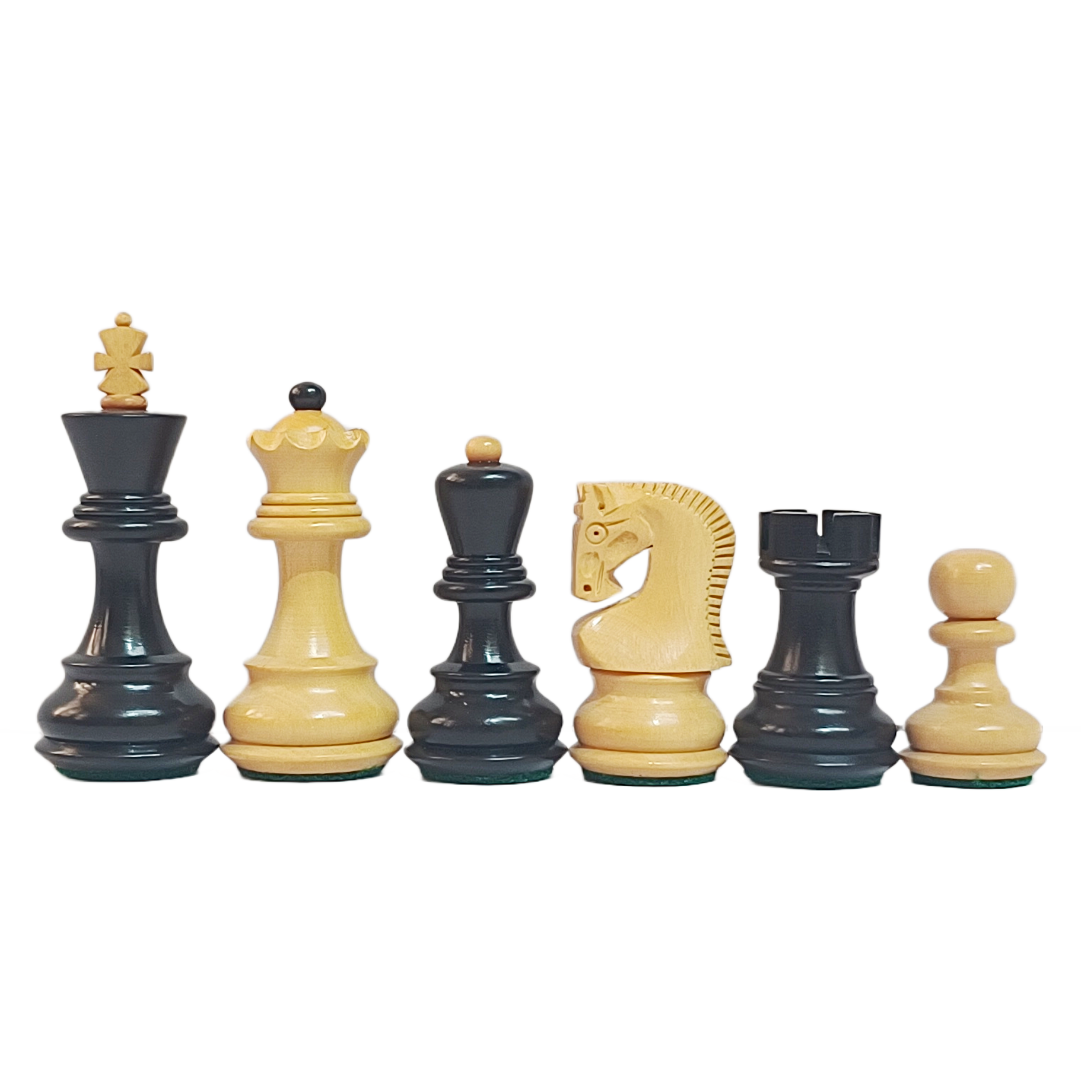 Russian Zagreb 59 Chess Pieces - Ebonized Wood - 3.25 Inch King