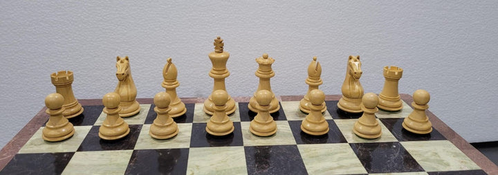 Anjan and Ebony Royal Chessmen Set With Marble Chess Board