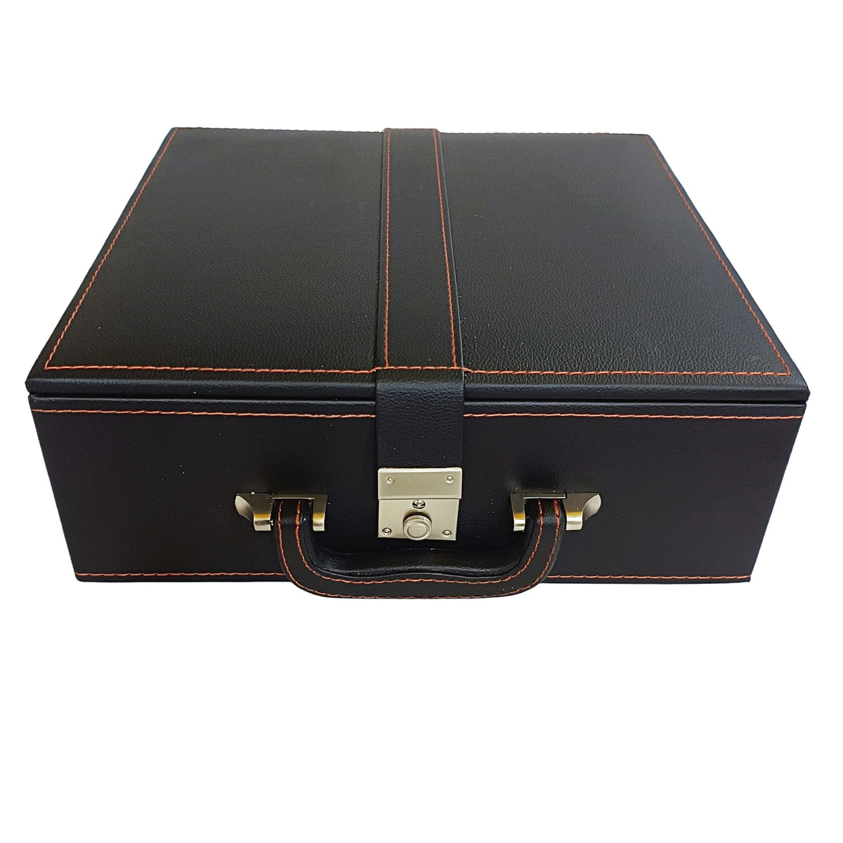 Leatherette Chess Pieces Storage Box - Dual Tray Design