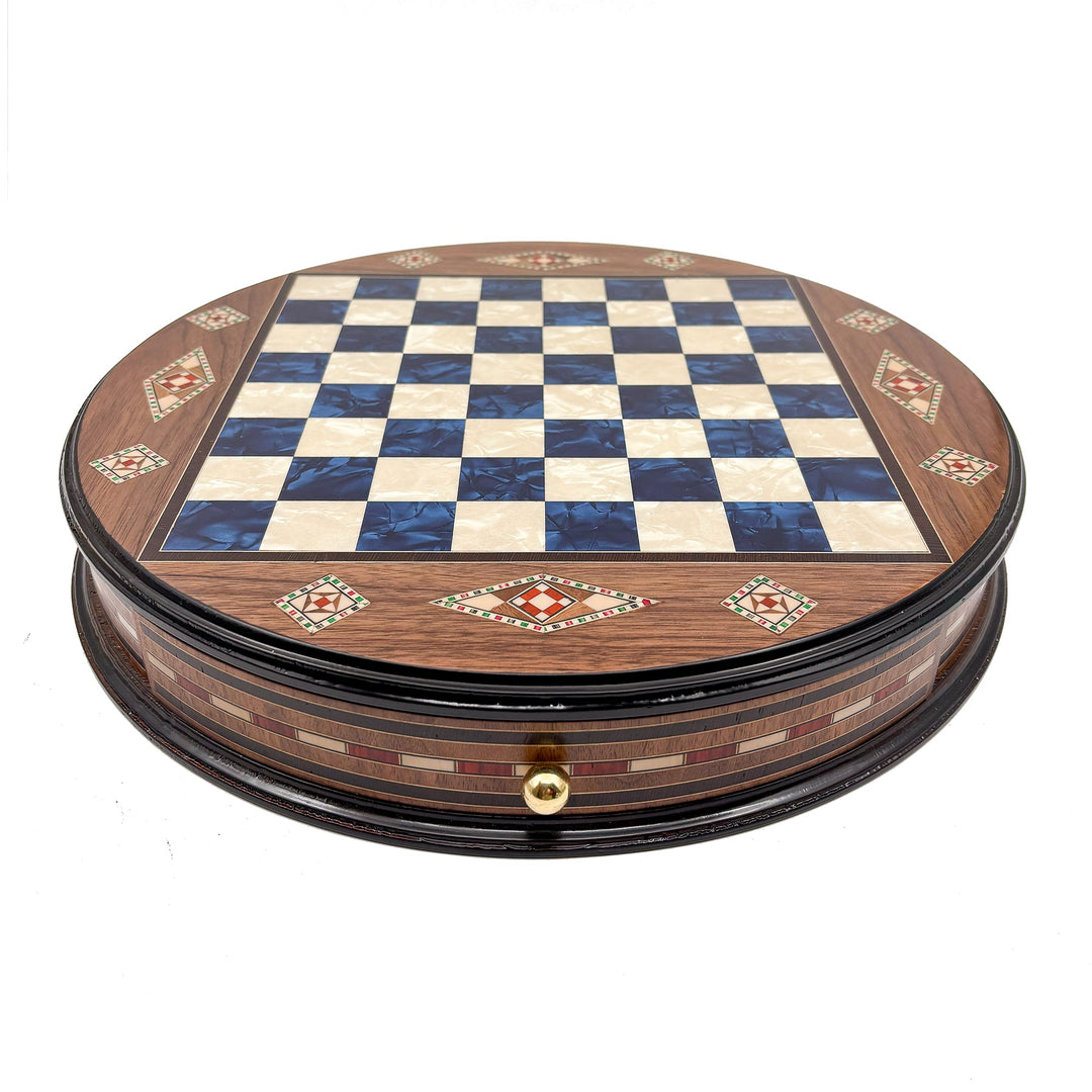 Luxury Round Rosewood & Walnut Chess Set With Metal Pieces My Chess Sets