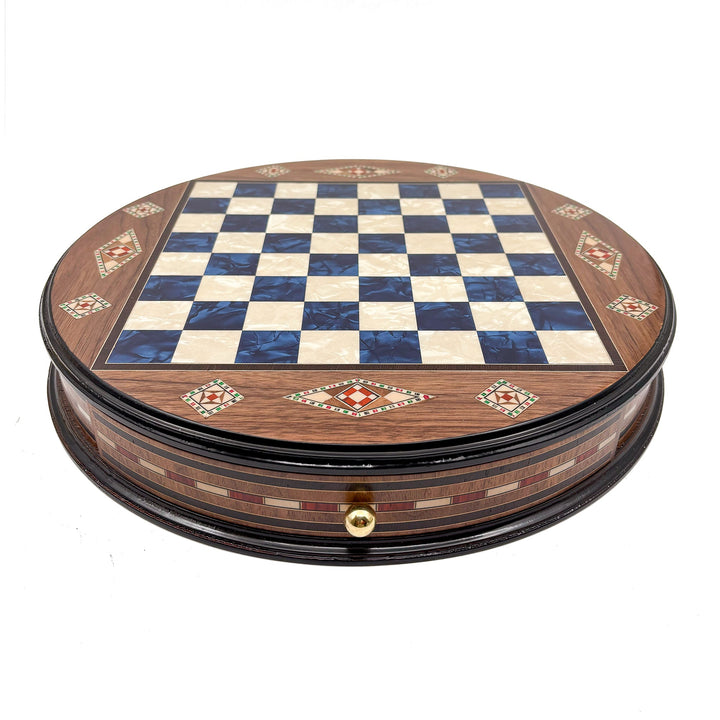 Luxury Round Rosewood & Walnut Chess Set With Metal Pieces My Chess Sets