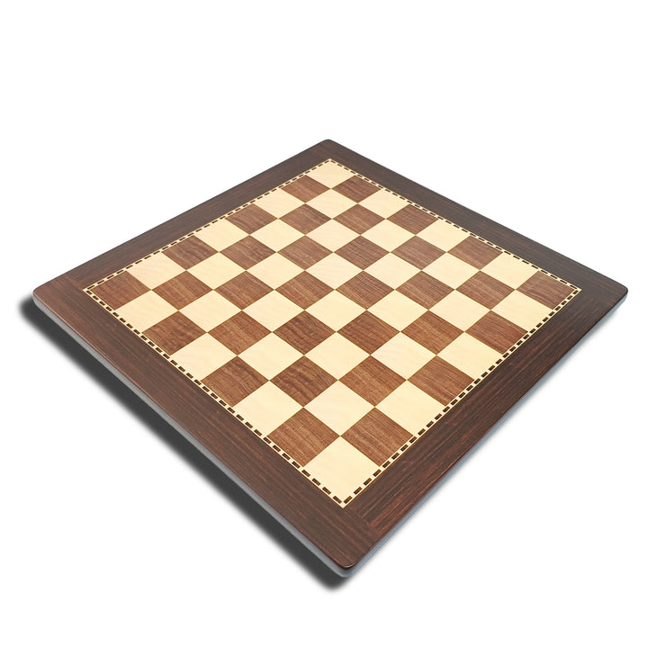 לוח שחמט מעץ MDF בעבודת יד - גימור שיטה/אבוני ומייפל/בוקסווד (חום ושמנת)