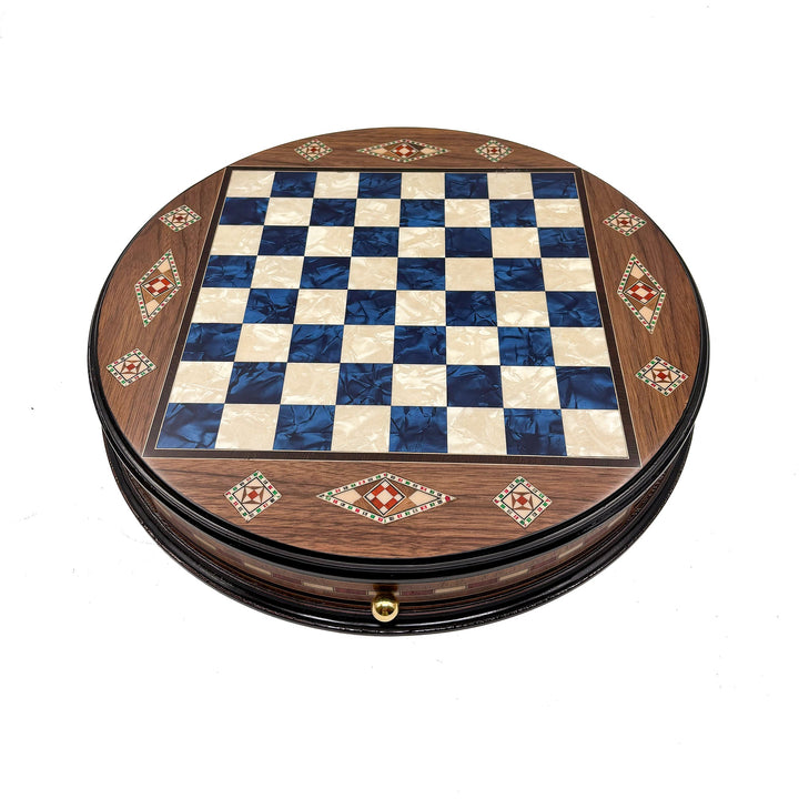 Luxury Round Rosewood & Walnut Chess Set With Metal Pieces My Chess Sets