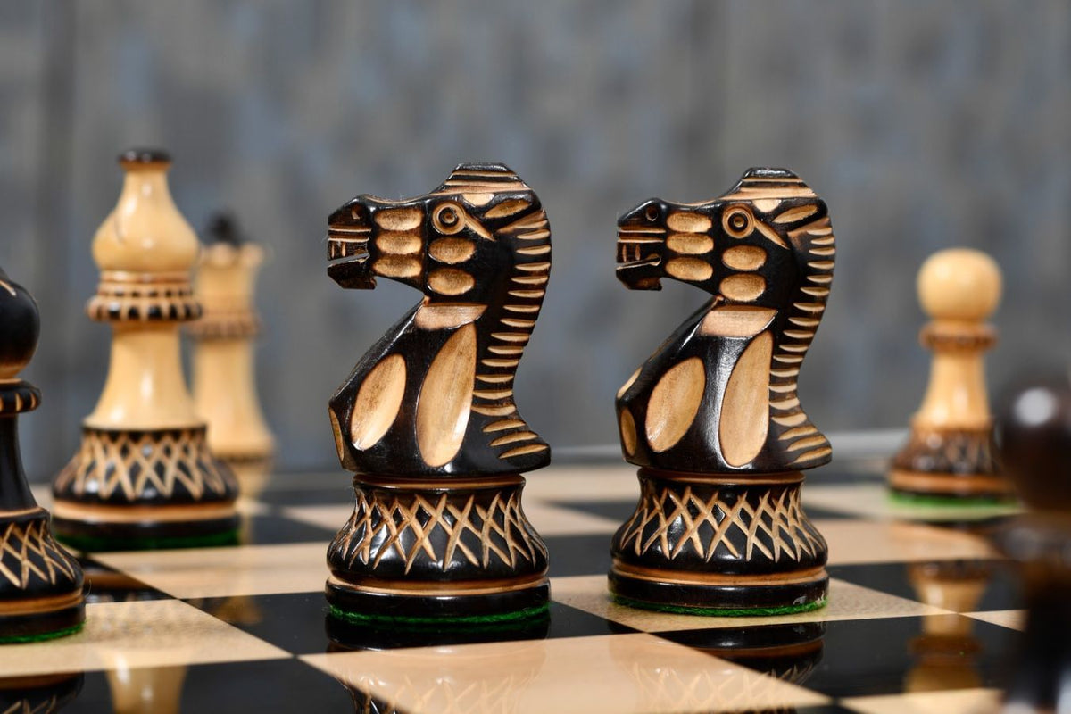 3.8” Burnt Blazed Series Staunton Chess Pieces My Chess Sets